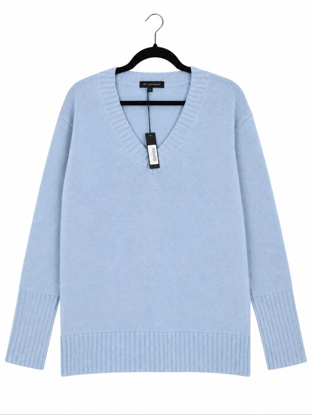 360 Cashmere Light Blue V-Neck Cashmere Sweater